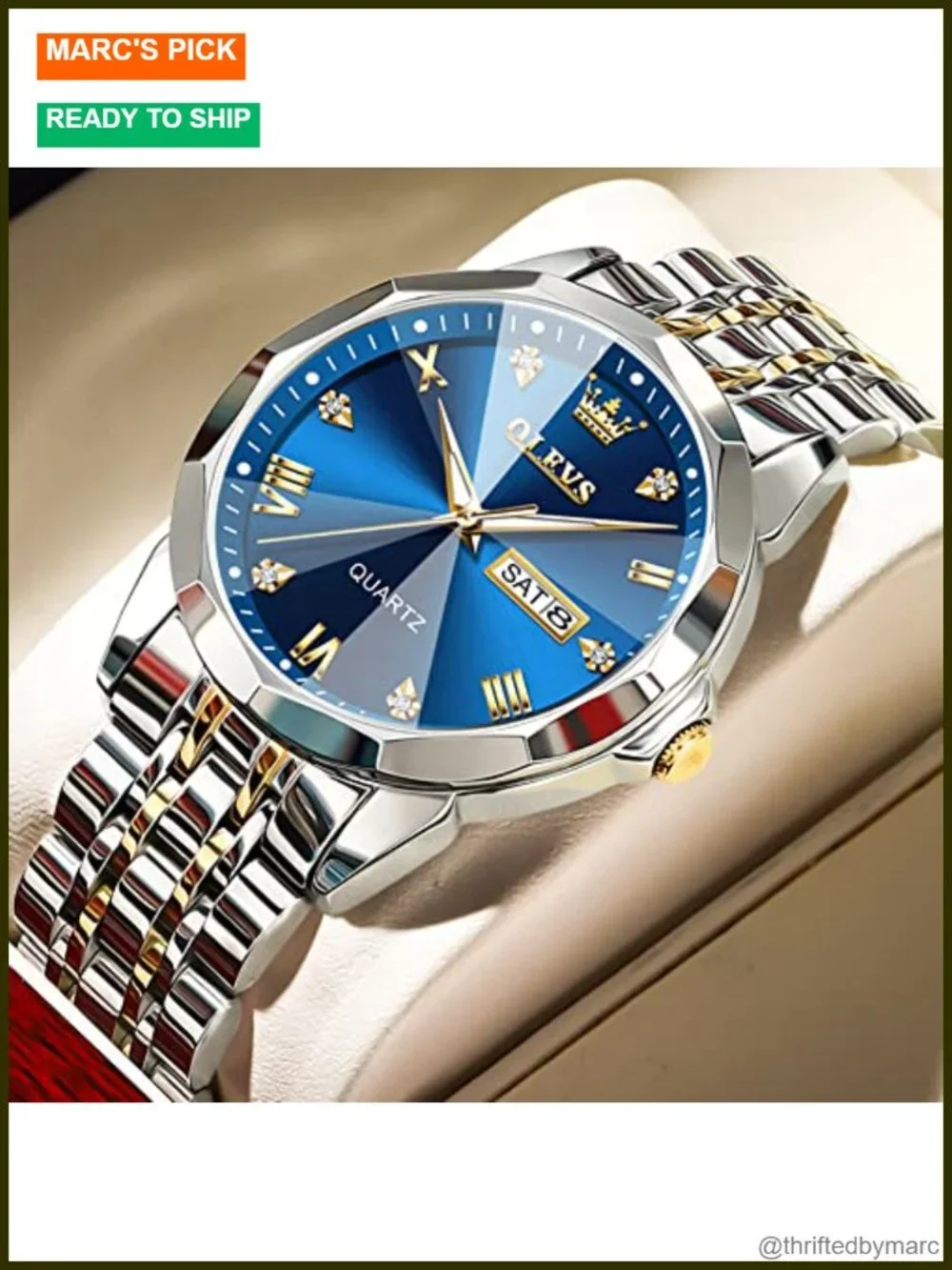 Men's Analog Quartz Stainless Steel Luminous Date Two Tone Casual Business